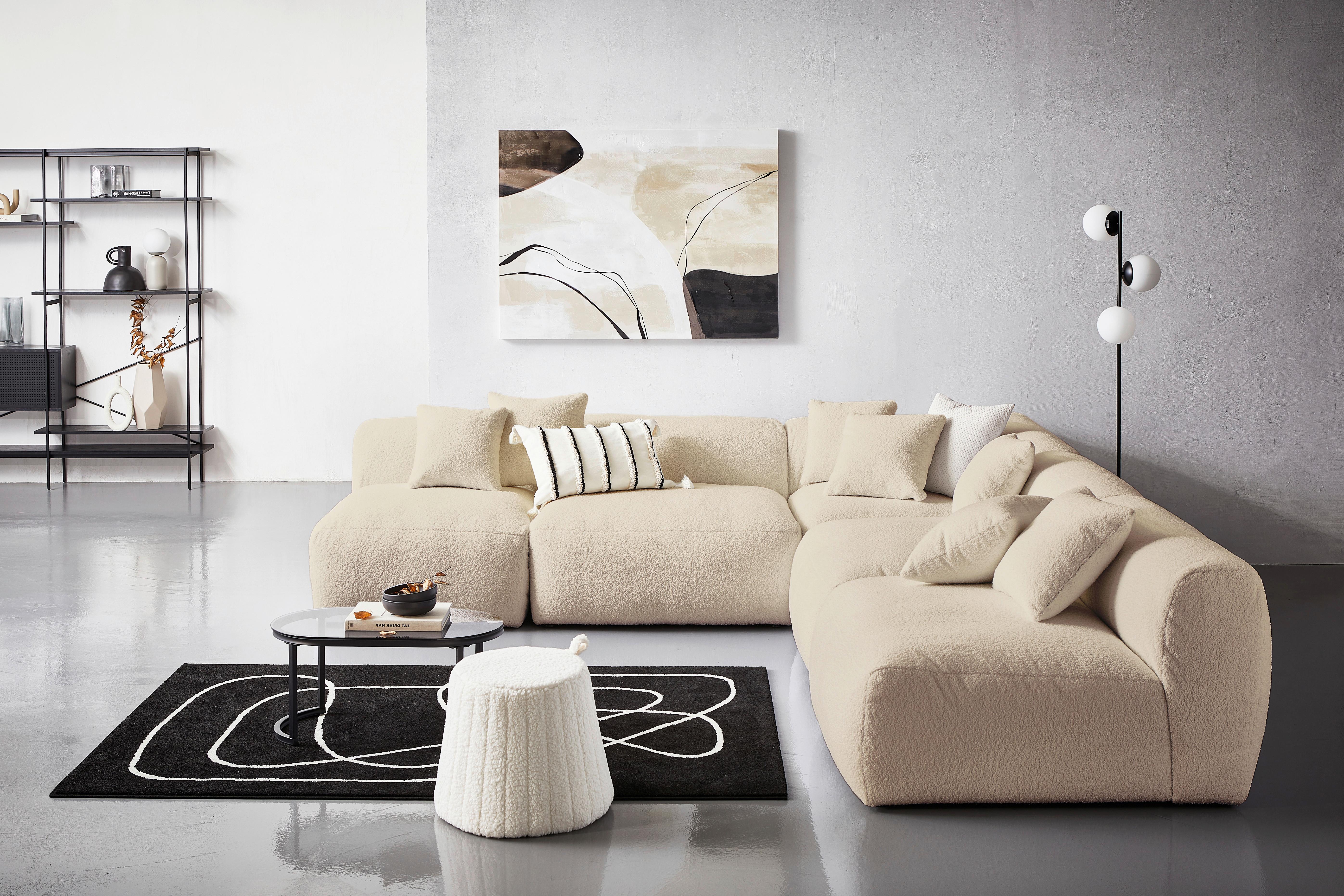 Ecksofa Bloom Erweiterbar Beige - Beige, Trend, Textil (300/315cm) - Livetastic