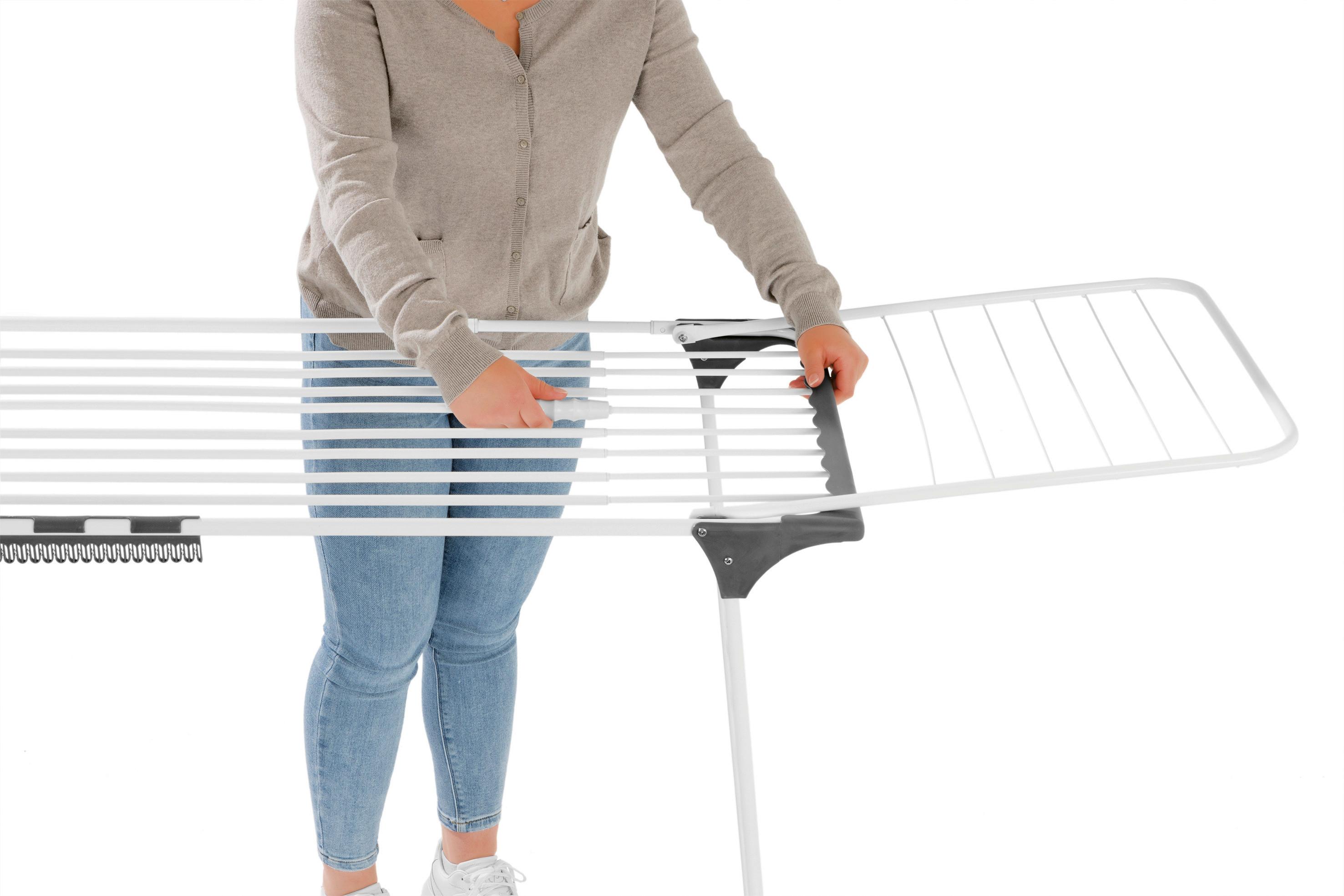 Wäscheständer Easymaxx, Grau, Weiß, LxBxH: 258x56x100 cm - Weiß/Grau, Basics, Kunststoff/Metall (258/56/100cm)