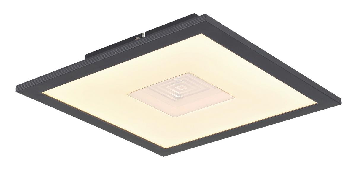 LED-Deckenleuchte Grau Silberfarben Weiß L: 30cm - Silberfarben/Weiß, Design, Kunststoff/Metall (30/30/6cm) - Globo