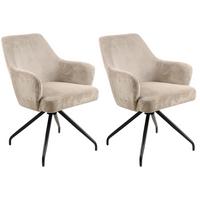 Armlehnstuhl-set 2er Jeanette Kord Beige-Beine: Holz Schwarz - Beige/Schwarz, MODERN, Holz/Textil (57/86/65cm) - MID.YOU