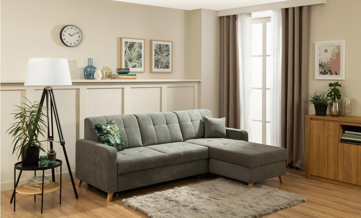 Sarokgarnitúra Lars - antracit, Design, textil/fa (161/223cm) - Best Price