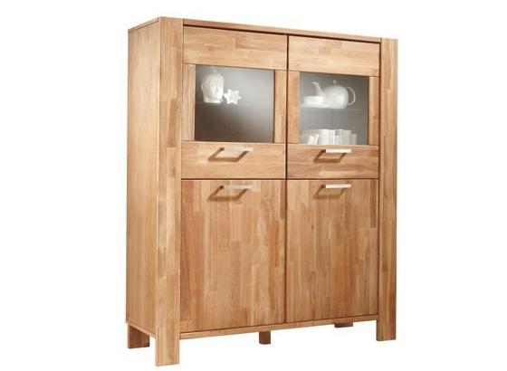 Highboard Massivholz mit Glas B 121cm Riva, Eiche - Eichefarben, KONVENTIONELL, Glas/Holz (121/143/40cm) Highboard Massivholz mit Glas B 121cm Riva, Eiche - Eichefarben, KONVENTIONELL, Glas/Holz (121/143/40cm)