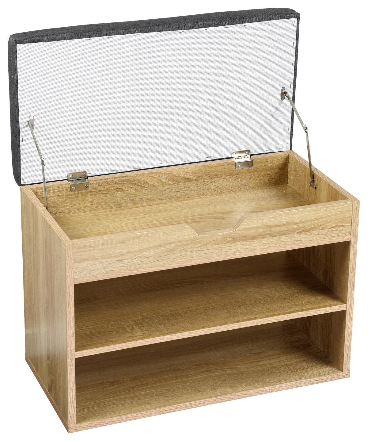 Garderobenbank Eiche Dekor mit Sitzkissen 2 Fächer B: 60 cm - MODERN (60/47/30cm) - Kesper