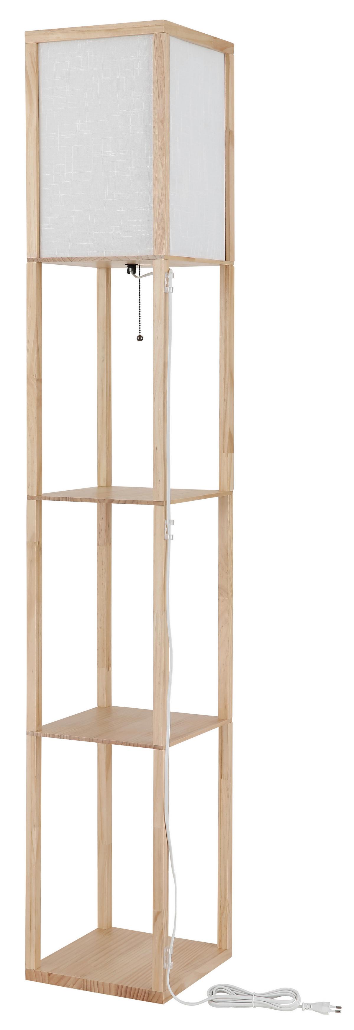 STEHLEUCHTE Exkl. 1xE27, 60W - Hellbraun/Weiß, Natur, Holz/Textil (26/26/159cm) - Globo