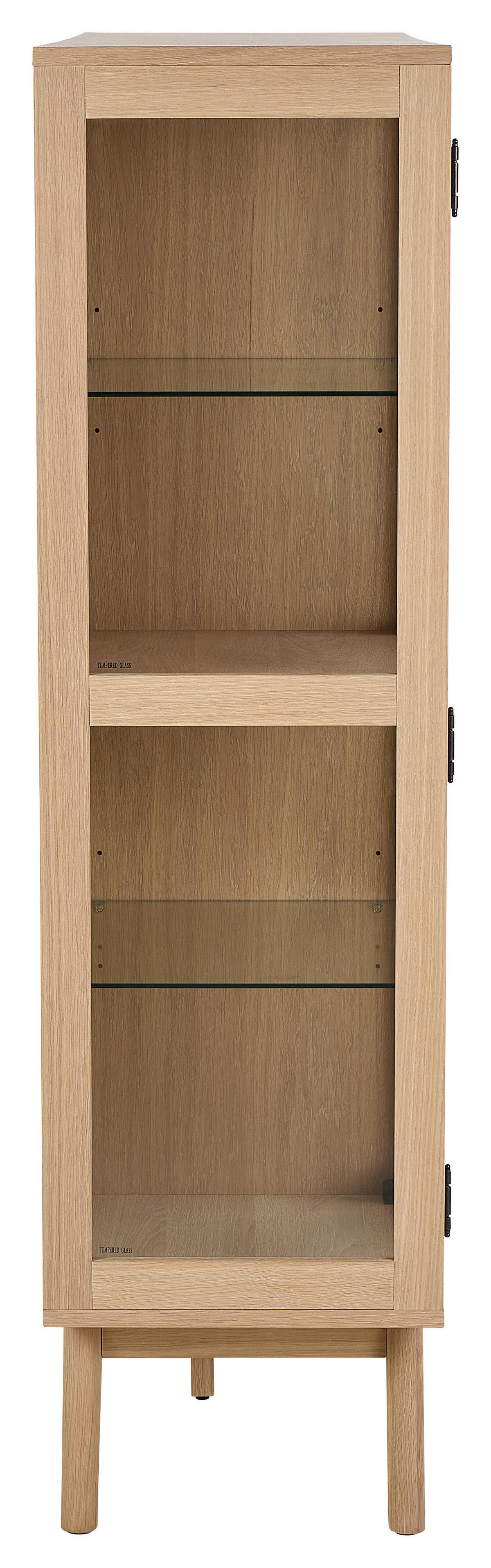 VITRÍNA MARTE - číra/farba duba, Design, kompozitné drevo/sklo (140/148/40cm) - MID.YOU