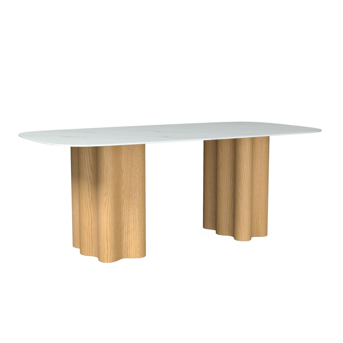 Jídelní stůl Elenya, š: 200 cm - bílá/barvy dubu, Moderní, dřevo/kompozitní dřevo (200/76/100cm) - Bessagi Home