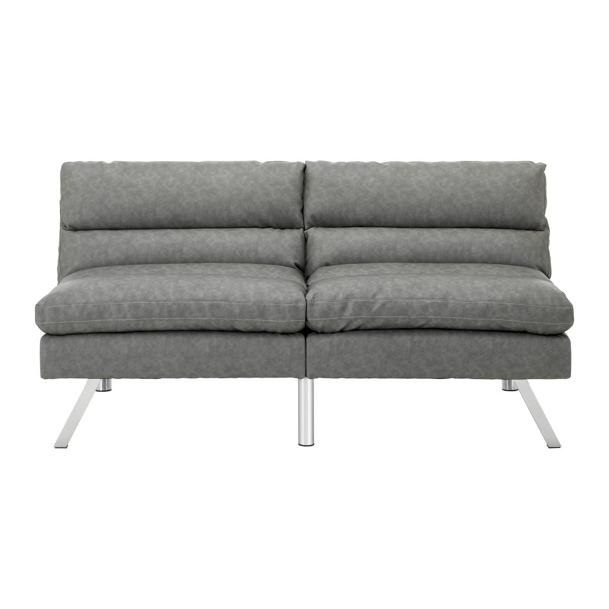 Pohovka LIA světle šedá - světle šedá/barvy chromu, Moderní, dřevo/textil (171/112/53cm) - Bessagi Home