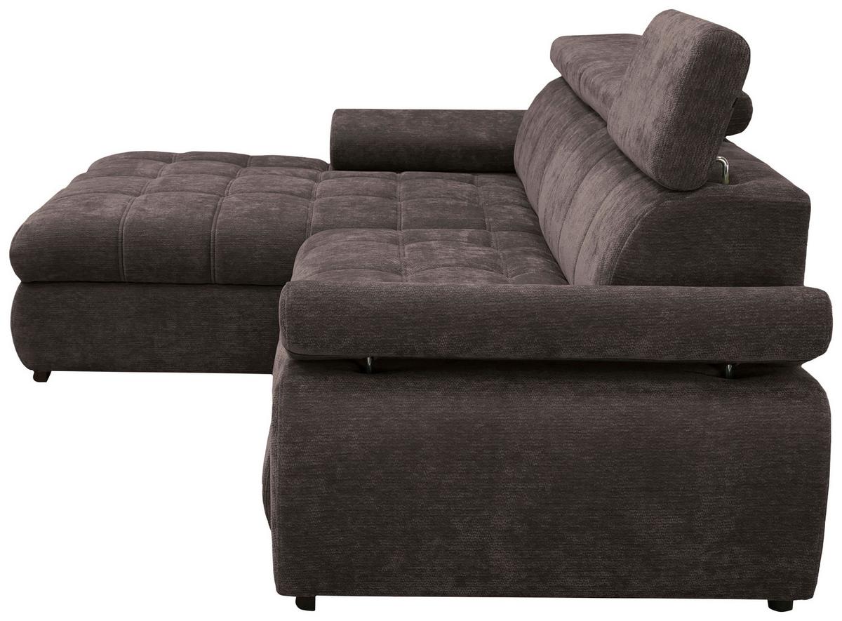 Rohová sedačka VEGAS, levá, tmavě hnědá žinylka - tmavě hnědá/černá, Design, dřevo/textil (173/294cm)