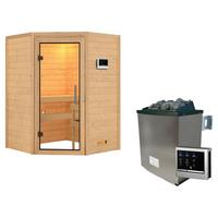 Finnische Sauna Grenoble 2 Mit Ext. Steuerung 9-Kw-Ofen - Naturfarben, Basics, Holz (145/187/145cm) - Karibu
