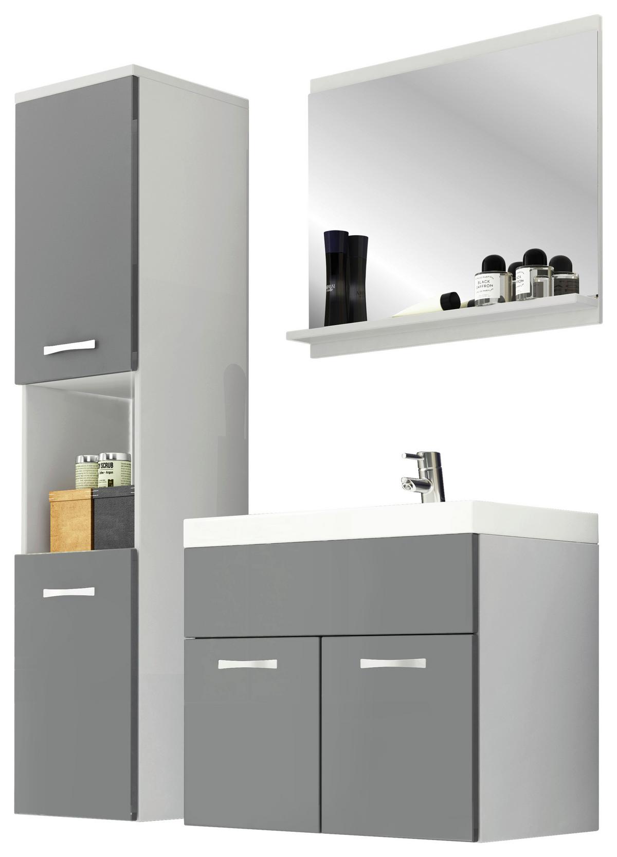 Badmöbel-Set 4 -Teilig. Montreal 100cm Grau/Weiß - Weiß/Grau, LIFESTYLE, Holzwerkstoff (90cm) - P & B