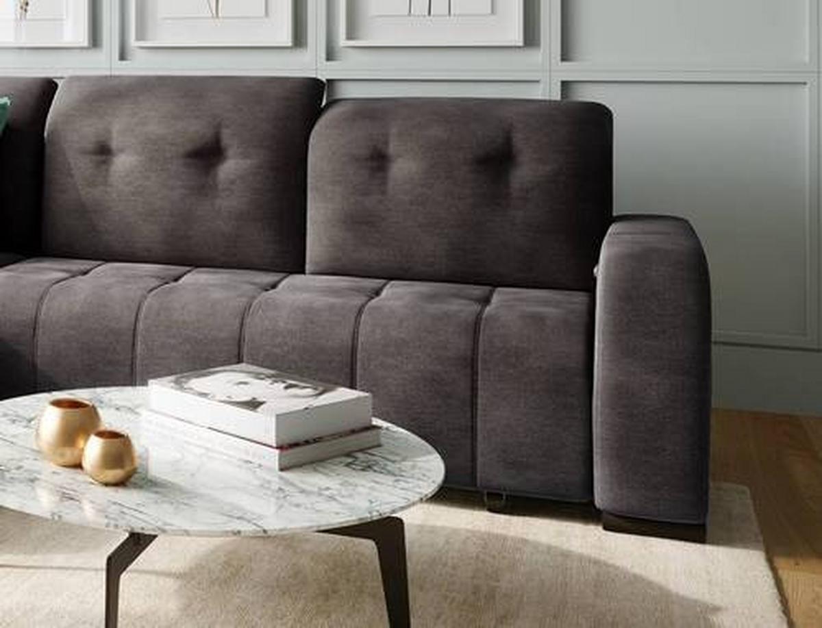 Ecksofa Vicari - Anthrazit/Schwarz, MODERN, Textil (292/185cm) - Livetastic