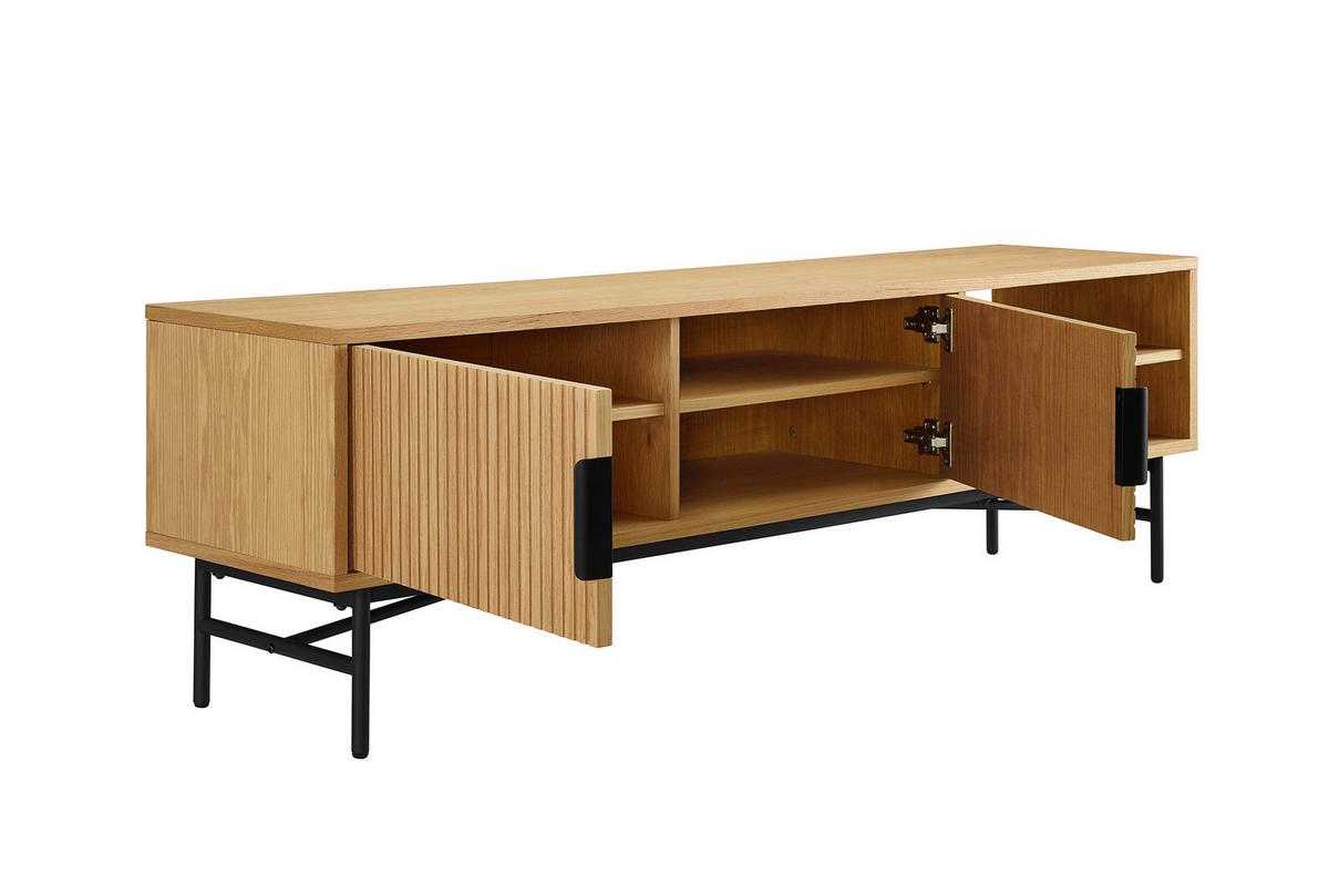 Lowboard Schwarz, Eiche Dekor B: 160cm - Eichefarben/Schwarz, Design, Holz/Holzwerkstoff (160/50/40cm) - Livetastic