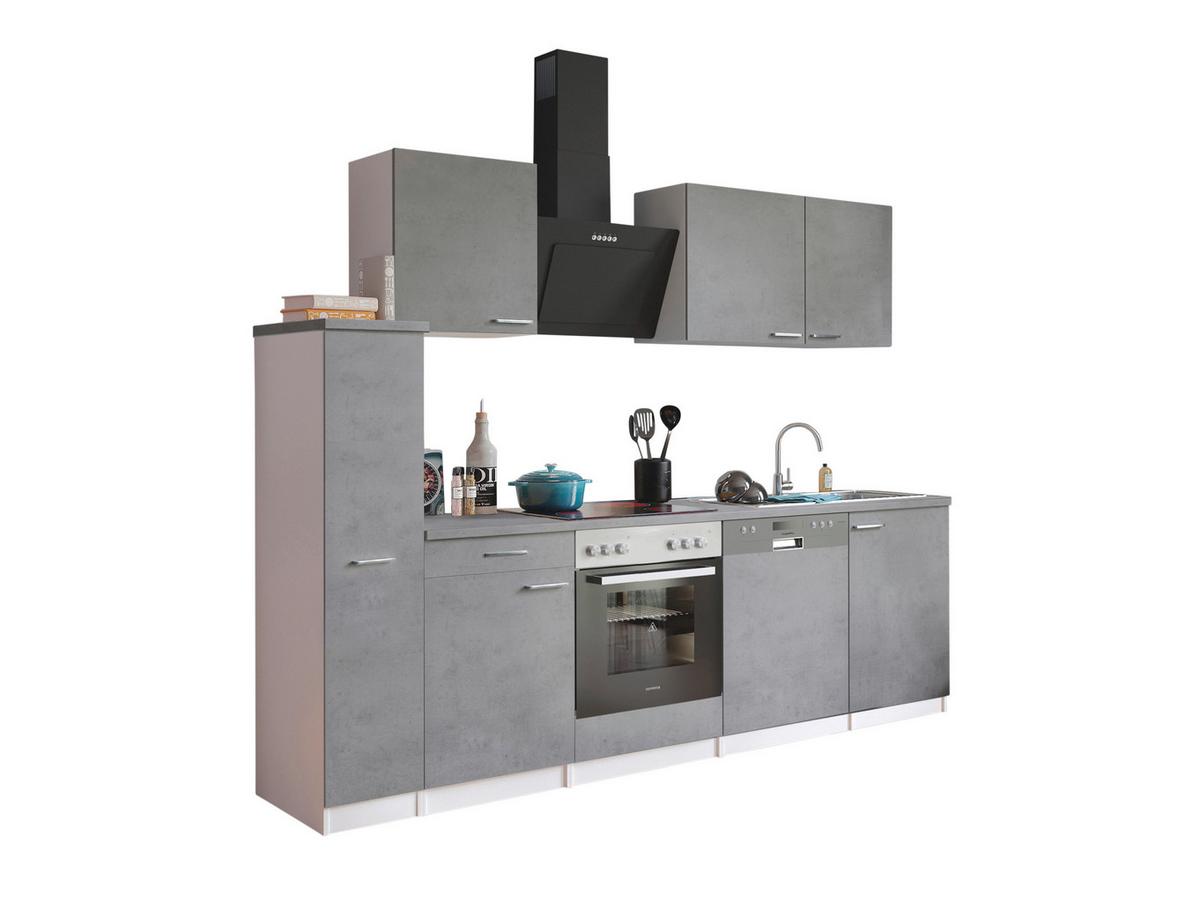 Küchenblock Malia B: 250 Cm Grau, Mit Geräte - Weiß/Grau, Basics, Holzwerkstoff (250cm) - Respekta