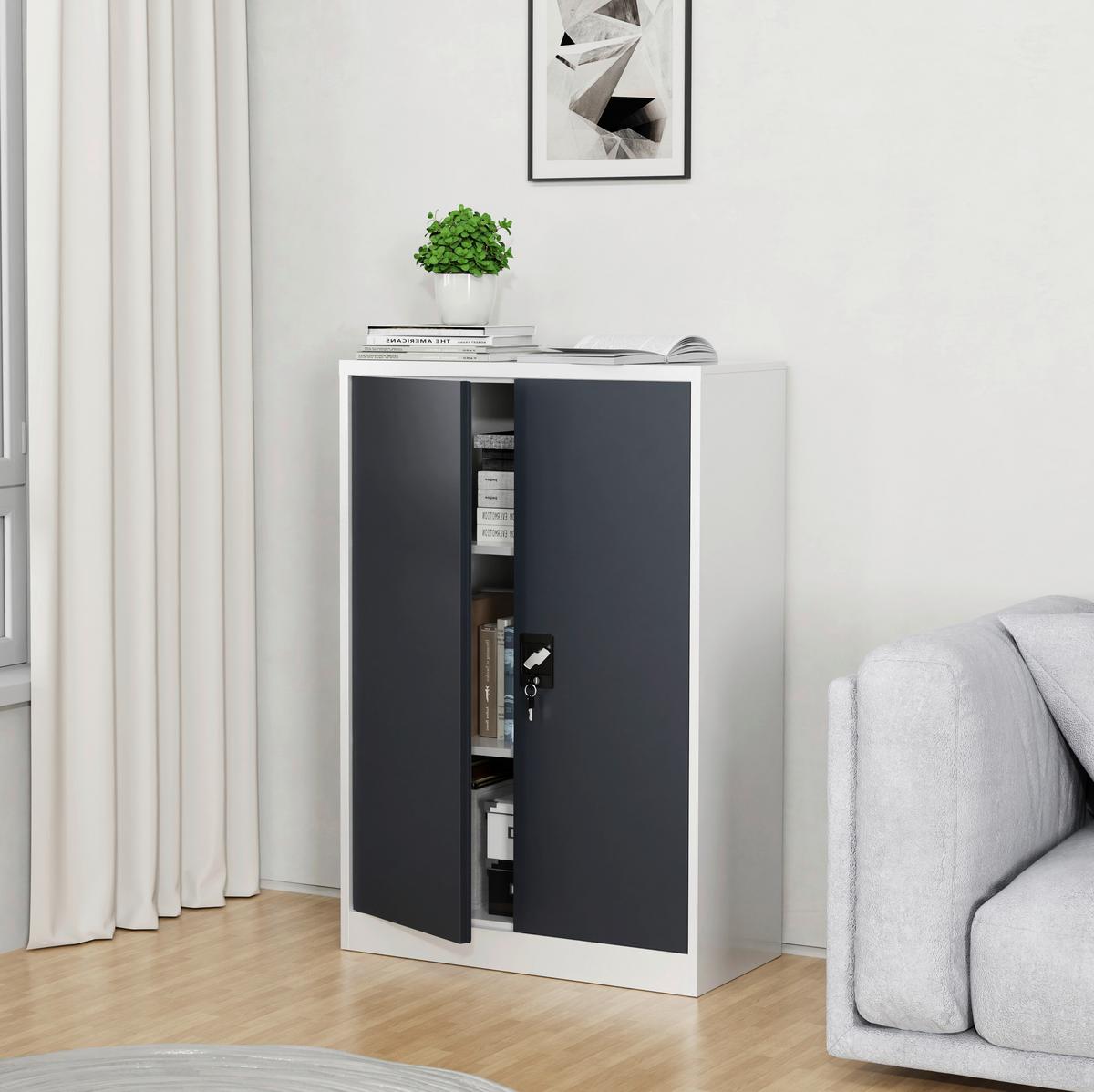 Aktenschrank Malivo Weiß/Anthrazit B: 80cm - Anthrazit/Weiß, KONVENTIONELL, Metall (80/120/40cm) - MID.YOU