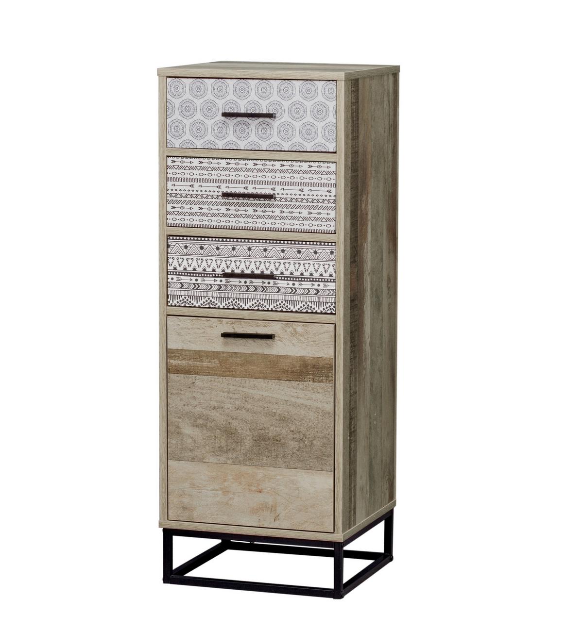 Kommode Graubraun, Naturfarben B: 39,5cm - Graubraun/Schwarz, Design, Holzwerkstoff (39,5/106/38cm) - Livetastic