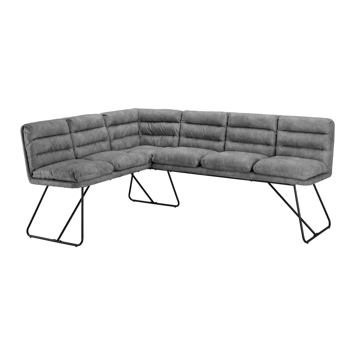 Rohová lavice KONA šedá - šedá/černá, Moderní, kov/dřevo (135/180cm) - P & B