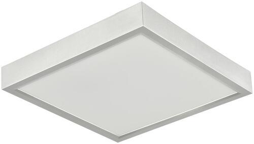 LED-Deckenleuchte Daniela L: 22,5 cm, Quadratisch - Silberfarben/Weiß, KONVENTIONELL, Kunststoff (22,5/22,5/3,6cm) - Ondega