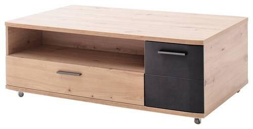 Couchtisch Cortona mit Rollen Anthrazit/Eichefarben - Eichefarben/Anthrazit, Design, Holzwerkstoff (115/70/42cm) - Livetastic