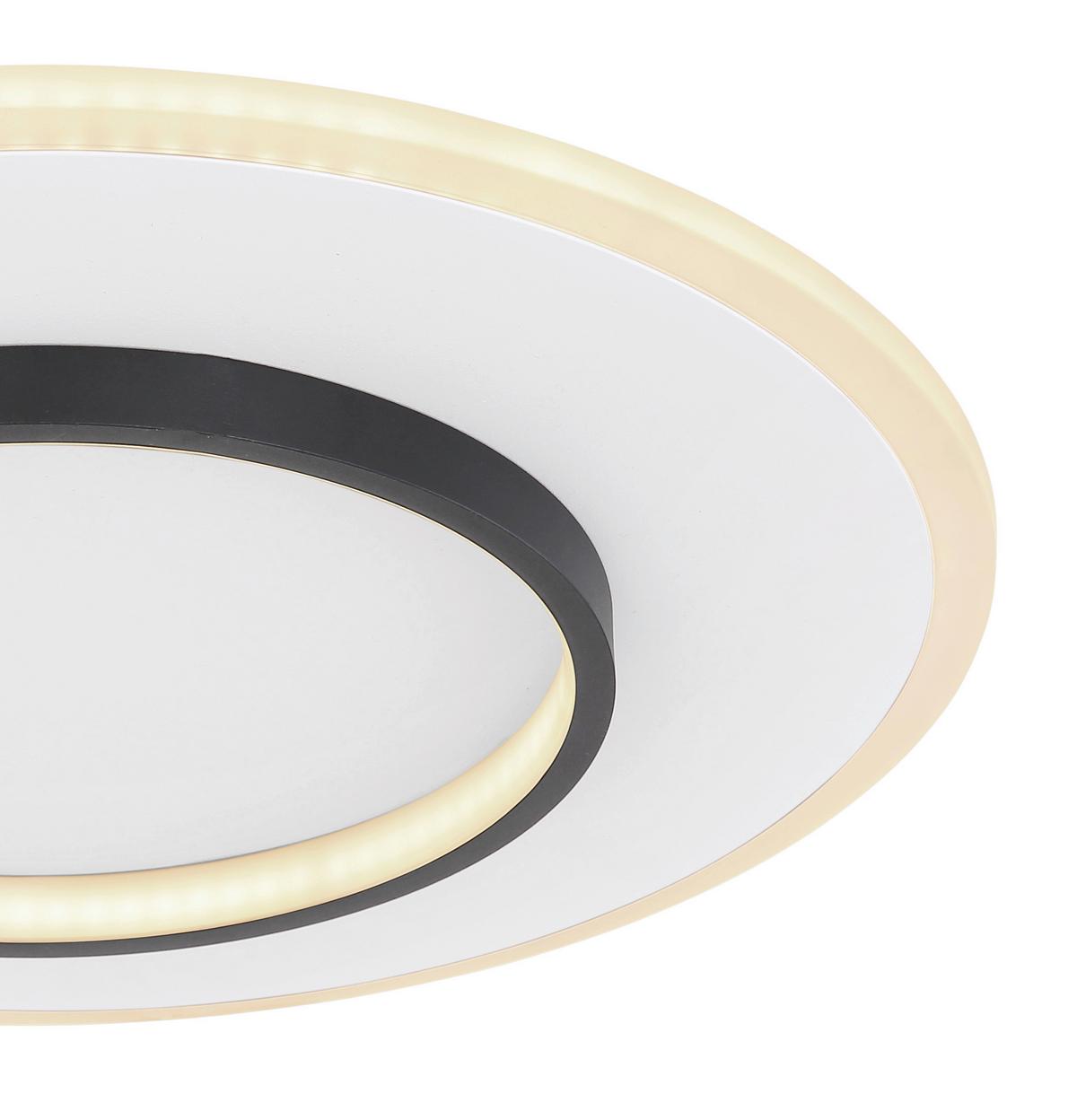 LED-Deckenleuchte Lima Ø 46,8 cm mit Fernbedienung - Opal/Schwarz, Basics, Kunststoff/Metall (46,8/6cm) - Globo