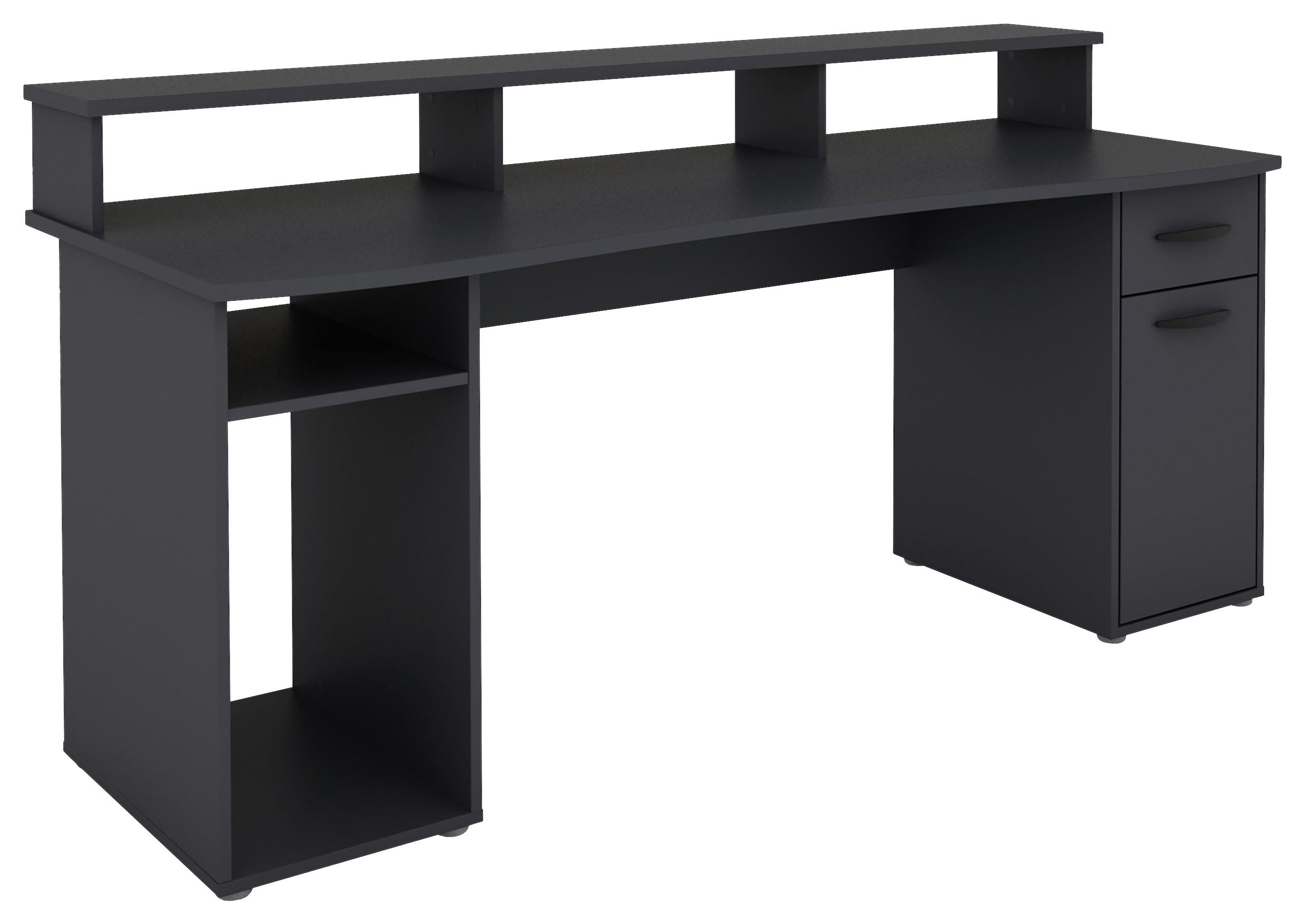 Schreibtisch mit Stauraum B180 H77 cm Fantastic, Anthrazit - Anthrazit, MODERN, Holzwerkstoff (180/65/93cm) - MID.YOU