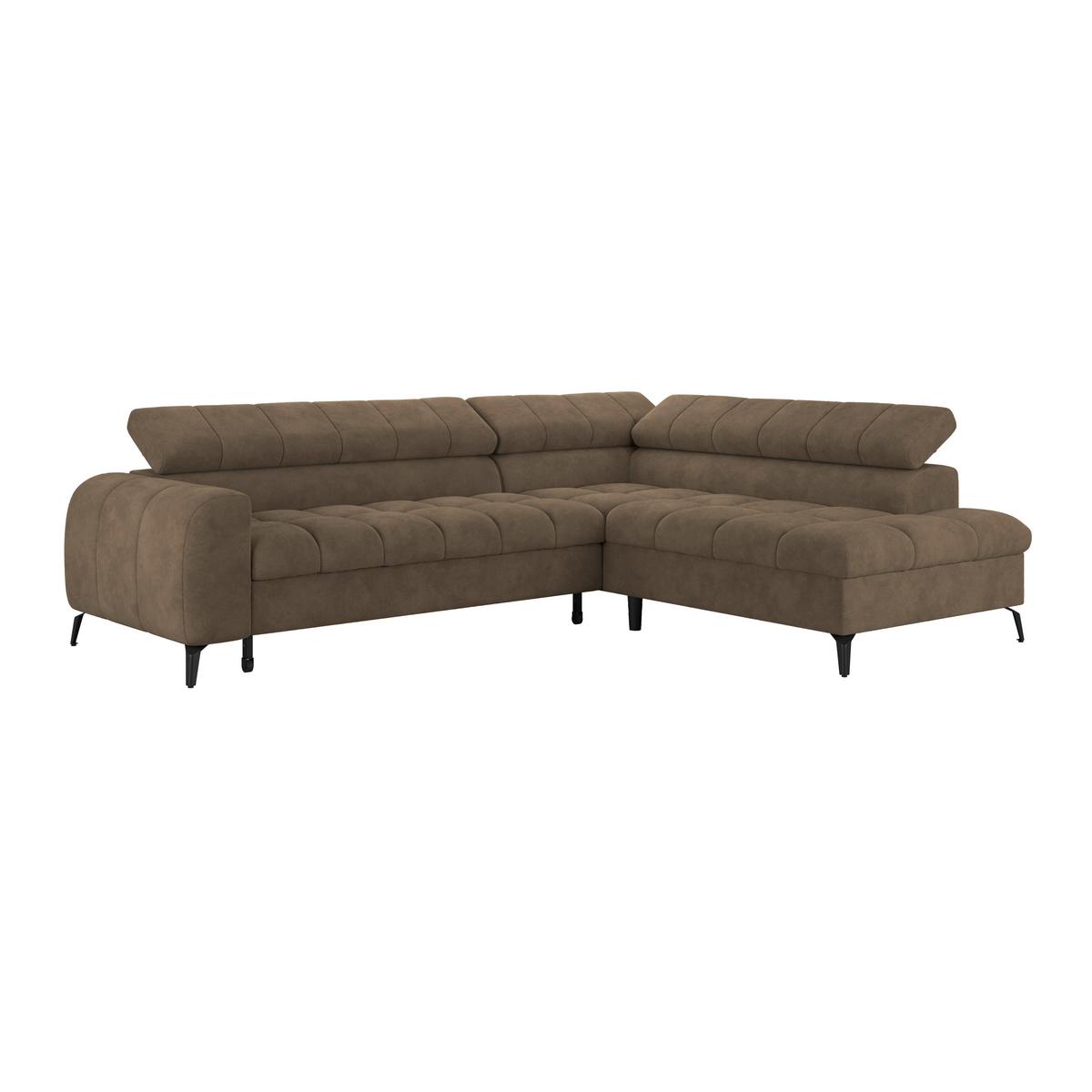 Ecksofa Volf rechts new braun, S: 261x203 cm - Schwarz/Braun, Trend, Kunststoff/Textil (261/203cm)