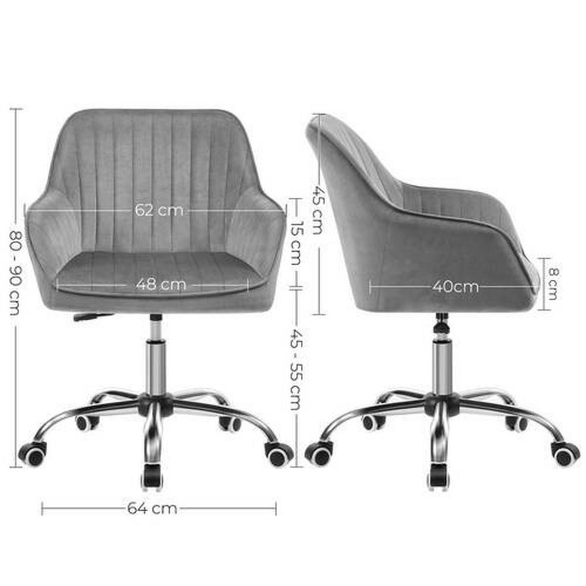 DREHSTUHL Samt, Hellgrau, bis 120 kg - Edelstahlfarben/Hellgrau, Basics, Kunststoff/Textil (64/80-90/62cm) - Boxxx