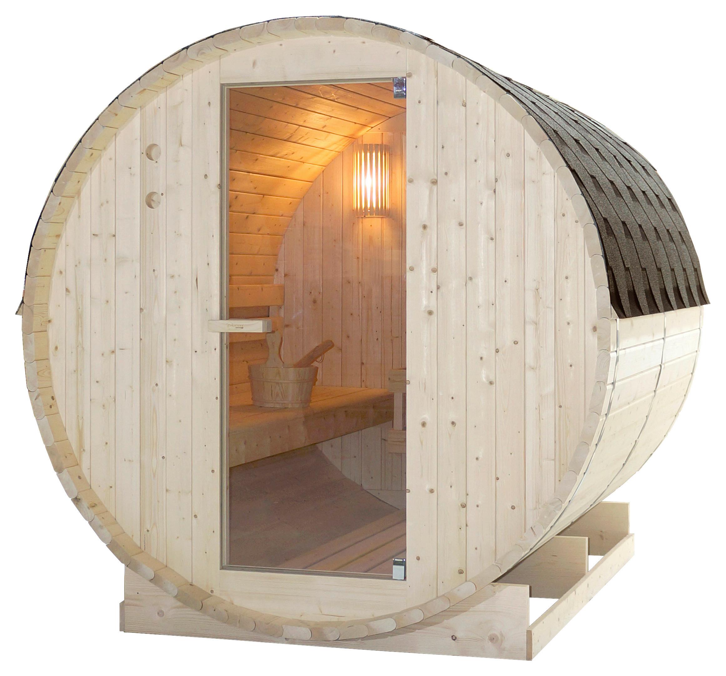 Saunafass Tromsö Fichtefarben B: 220 cm - Fichtefarben, KONVENTIONELL, Glas/Holz (189/220/191,5cm) - Sanotechnik