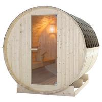 Saunafass Tromsö Fichtefarben B: 220 cm - Fichtefarben, KONVENTIONELL, Glas/Holz (189/220/191,5cm) - Sanotechnik