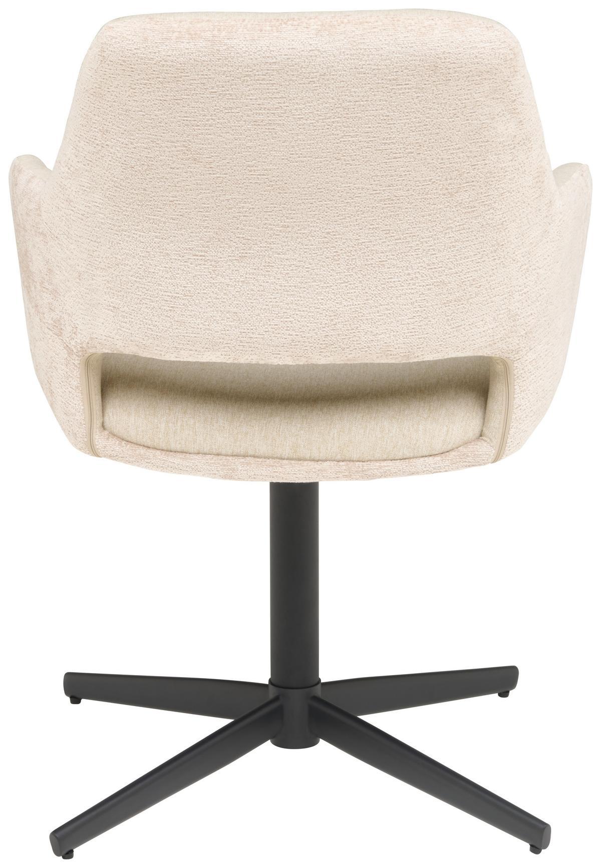 Armlehnstuhl Kaan Chenille Beige, B: 61 Cm - Beige/Schwarz, KONVENTIONELL, Textil/Metall (61/85/63cm) - MID.YOU