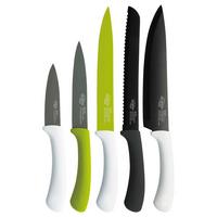 Messerset Green 5-tlg., Edelstahl Rutschfeste Griffe - Edelstahlfarben/Schwarz, Basics, Metall (0,395kg)