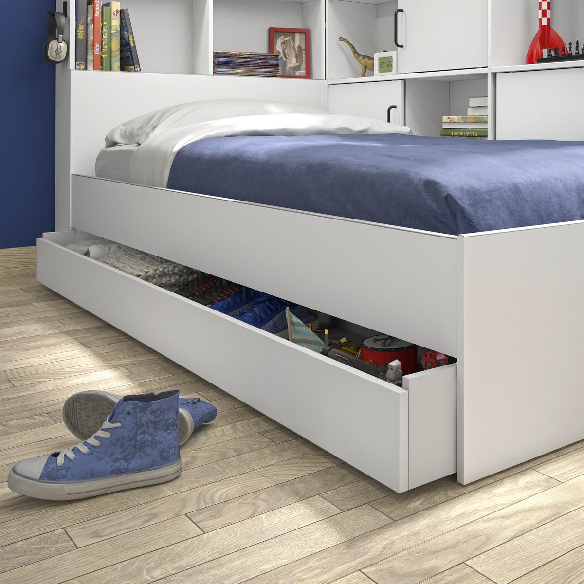 Stauraumbett Erwan - Weiß, MODERN, Holzwerkstoff (90/200cm) - MID.YOU
