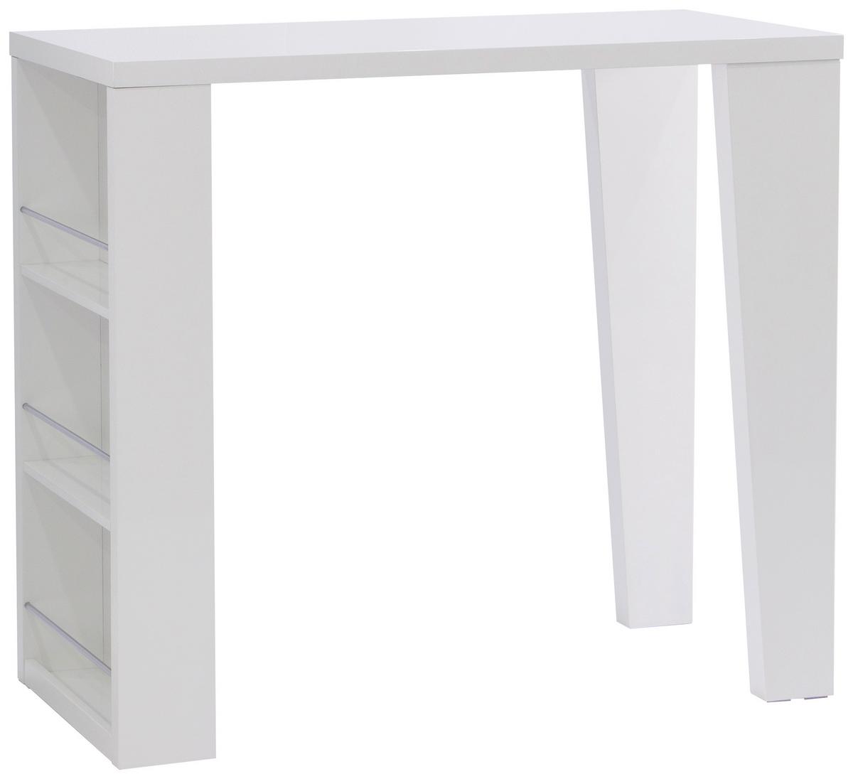 Bartisch Lyon 120x107x60 Cm Mdf Weiß Hochglanz 3 Ablagen - Weiß Hochglanz, KONVENTIONELL, Holzwerkstoff/Metall (120/107/60cm)