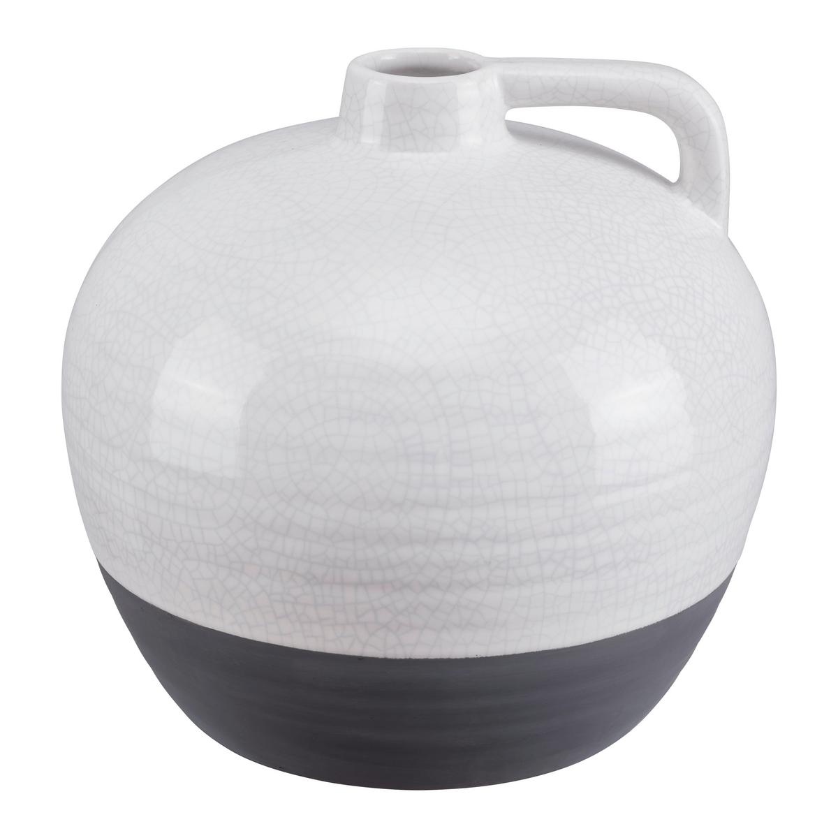 Kameninová váza REZZO P: 22,5 cm - šedá/bílá, Moderní, keramika (22,5/21cm) - Bessagi Home