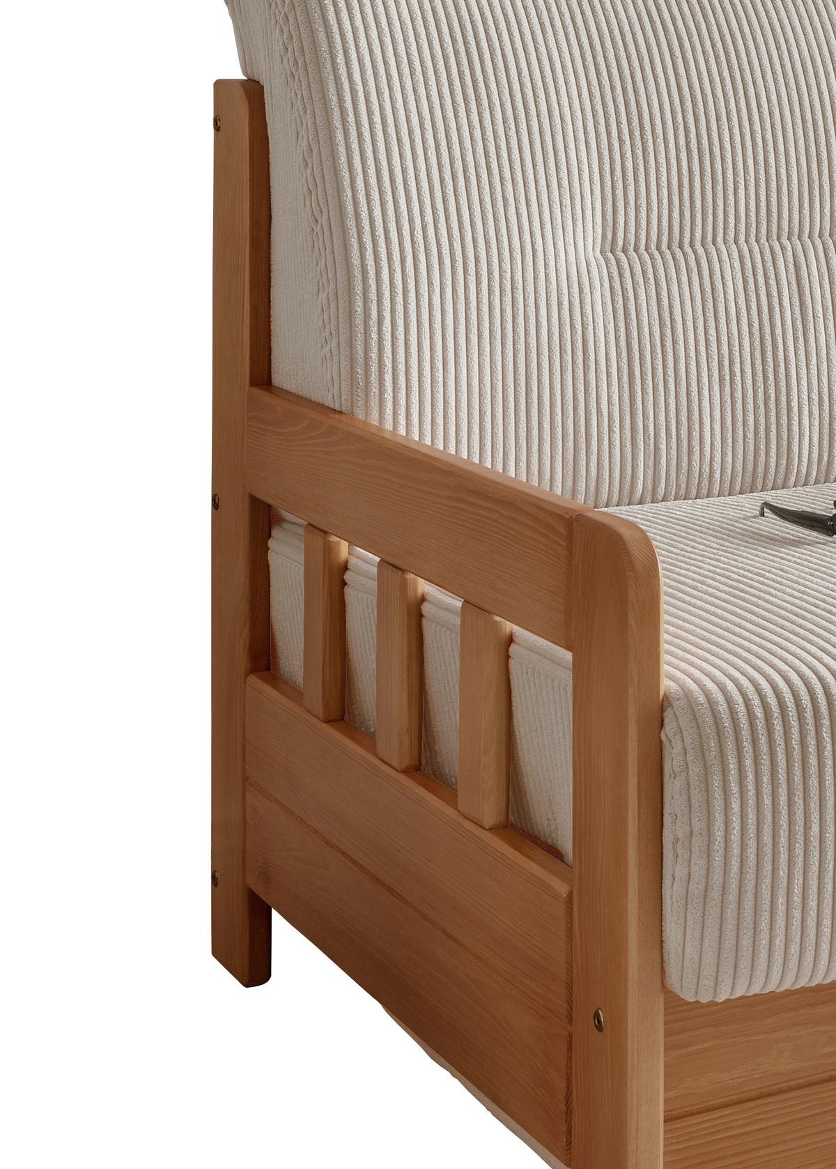 2-Sitzer-Sofa Mit Schlaffunktion Camino B:154 cm - Beige/Kieferfarben, MODERN, Holz/Textil (154/88/90cm) - Livetastic