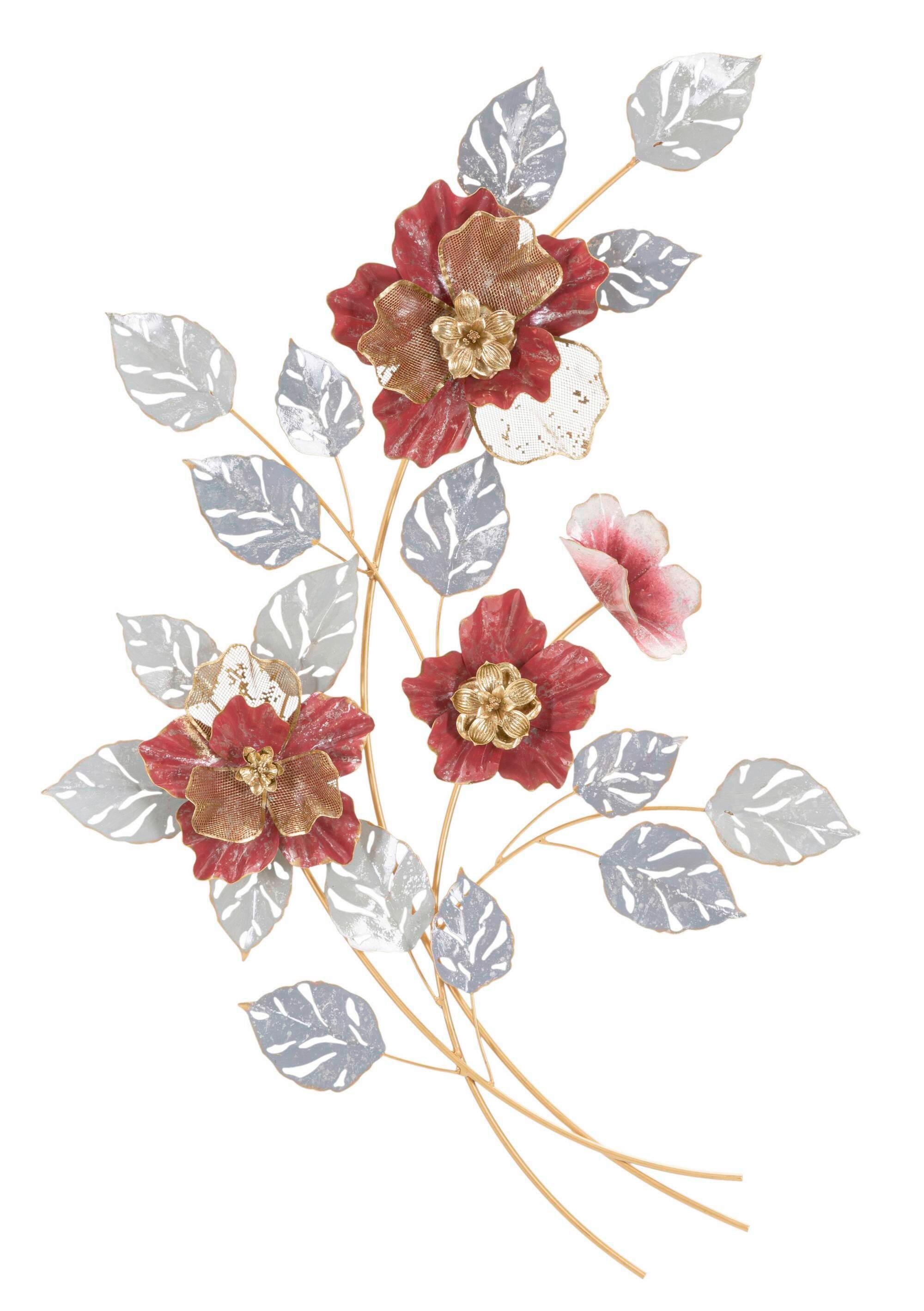 Wanddeko Lovis Goldfarben/Grau/Rot B: 68,6 cm - Rot/Goldfarben, Basics, Metall (68.6/98.4/7.6cm)