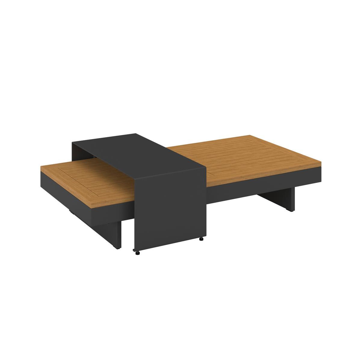 Zahradní sedací souprava AMAIA - šedá/tmavě šedá, Moderní, kov/dřevo (323/80/70cm) - Bessagi Garden