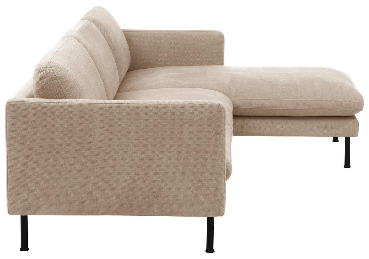 Ecksofa Nathan Rücken Echt, Beige - Beige/Schwarz, MODERN, Textil (286/78/123cm) - Max Winzer