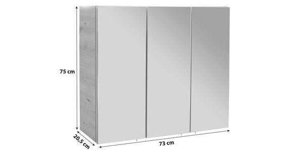 Spiegelschrank Avensis Mit Led 3-Türig BxHxT: 75x73x20,5 cm - Klar/Eichefarben, MODERN, Glas/Holzwerkstoff (75/73/20,5cm) - Luca Bessoni