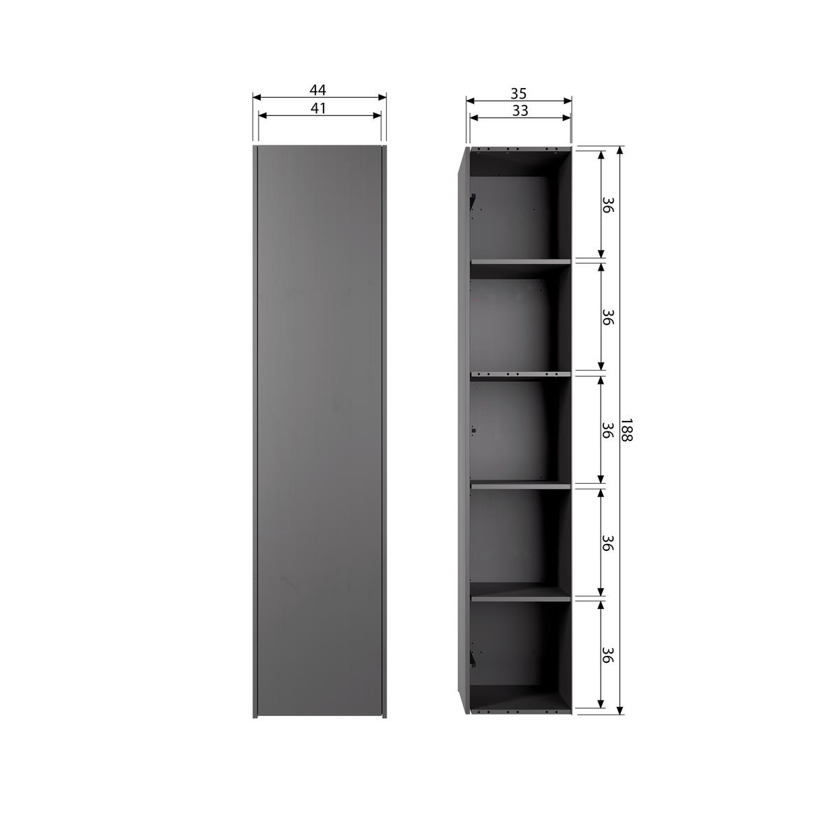 Mehrzweckschrank Teun Schwarz B: 44 Cm - Schwarz, Design, Holz (44/188/35cm) - Livetastic