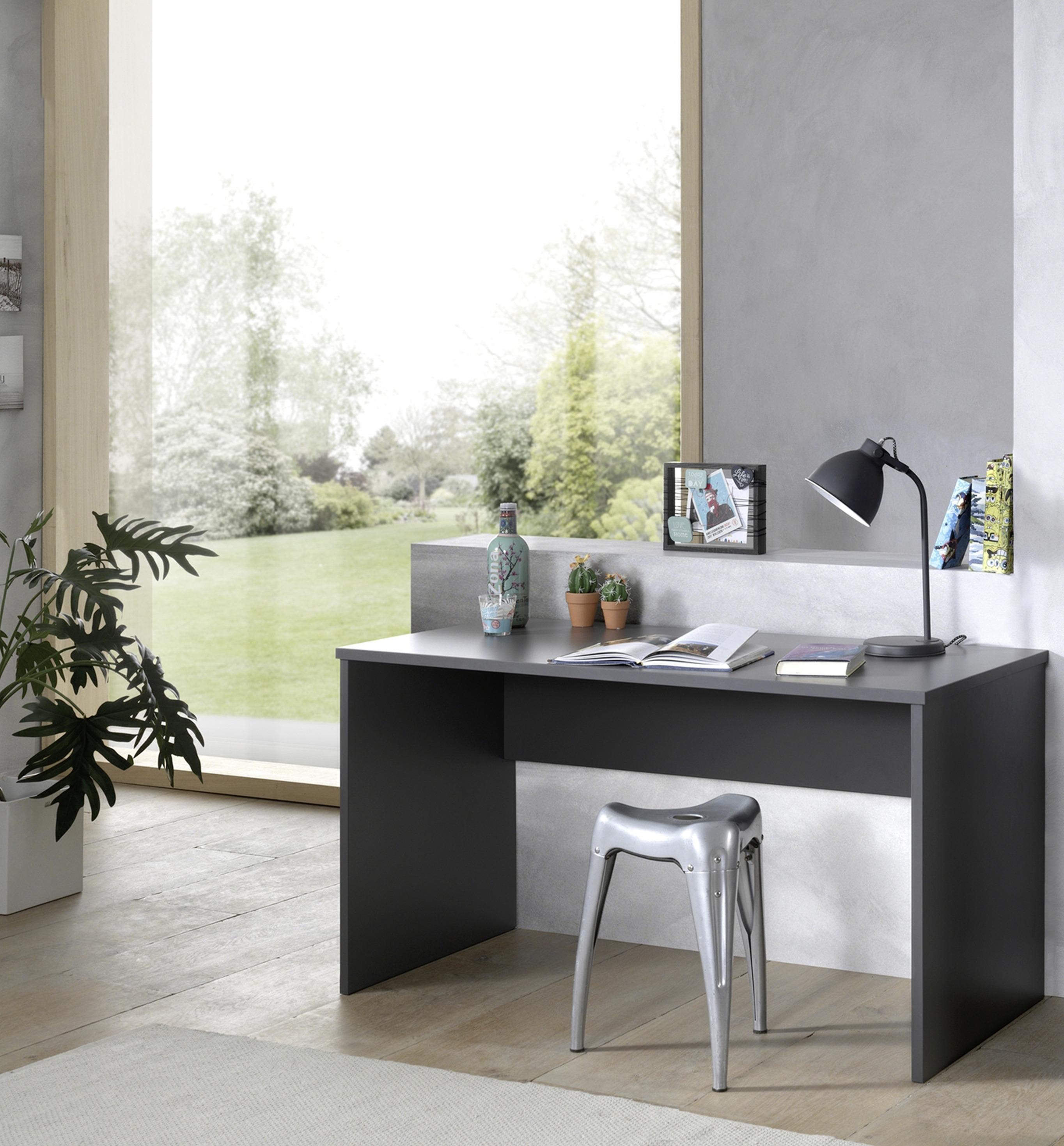 Jugendschreibtisch B: 140 Cm H: 75 Cm London, Anthrazit - Anthrazit, MODERN, Holzwerkstoff (140/65/75cm) - MID.YOU