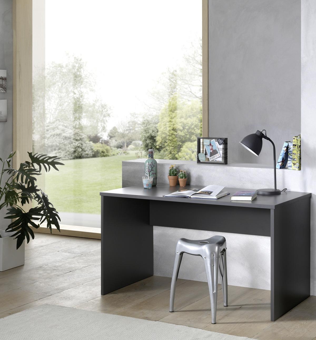 Jugendschreibtisch B: 140 Cm H: 75 Cm London, Anthrazit - Anthrazit, MODERN, Holzwerkstoff (140/65/75cm) - MID.YOU