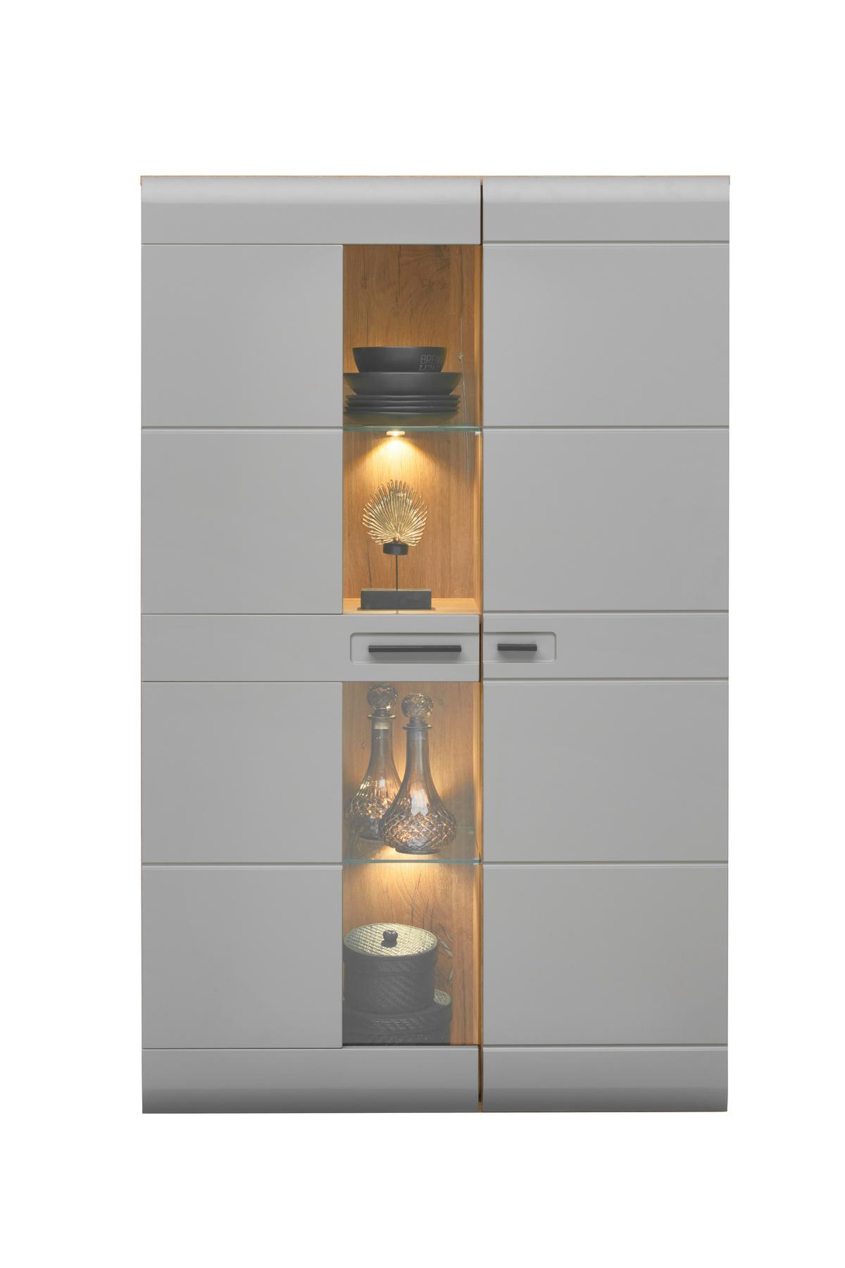 Vitrine Auris B: 95 cm Eiche/Basalt - Grau, MODERN, Glas/Holzwerkstoff (95/154,4/37,1cm) - Luca Bessoni