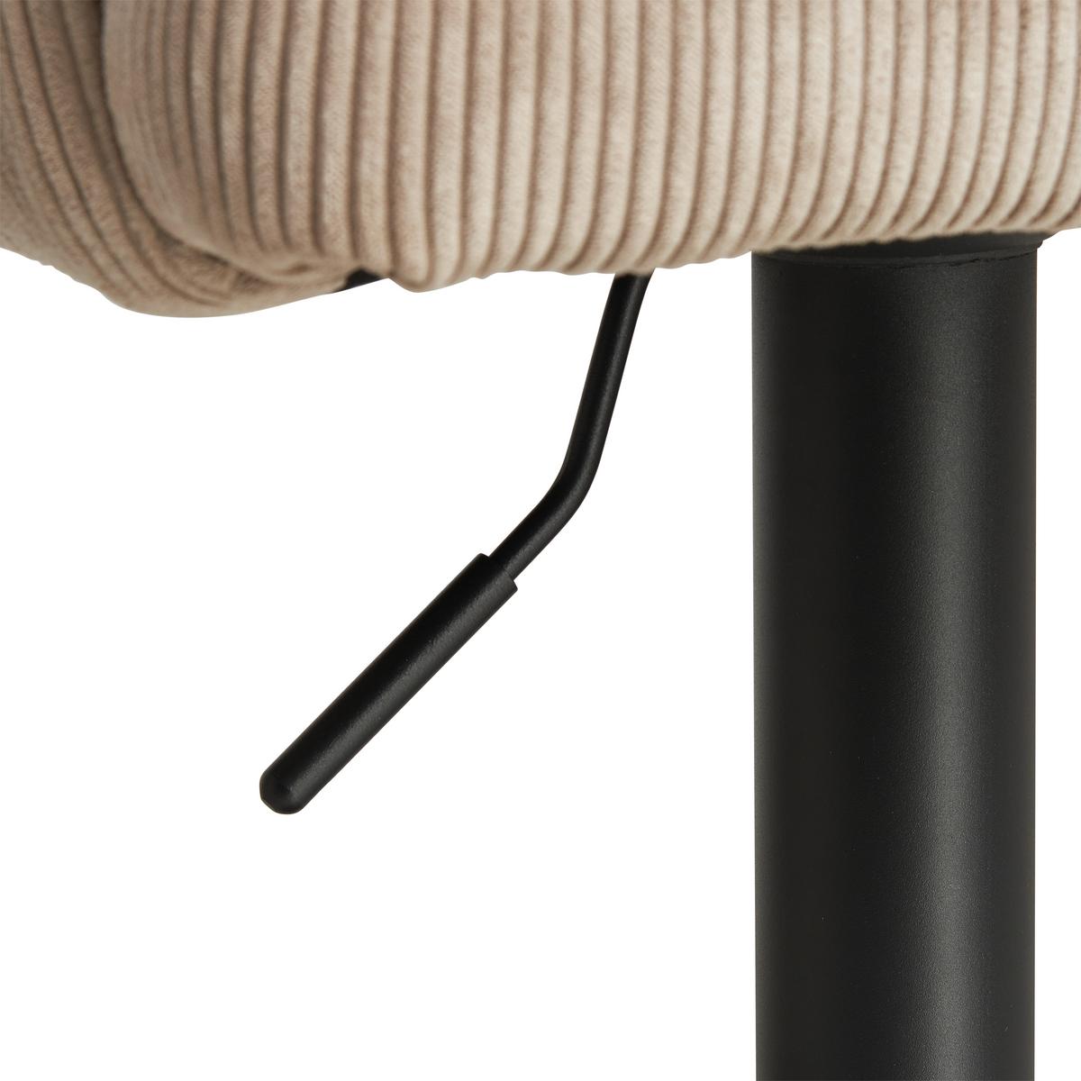 Barhocker Kai Grau Höhenverstellbar Mit Lehne - Schwarz/Grau, KONVENTIONELL, Textil/Metall (57/100-121/57cm) - MID.YOU