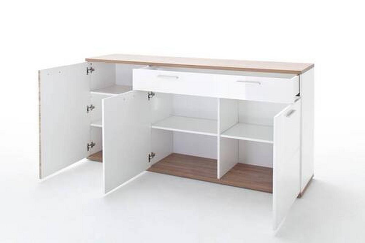 Sideboard 180 cm Luzern Weiß/Eichefarben - Eichefarben/Weiß, Design, Holzwerkstoff (180/86/43cm) - Livetastic