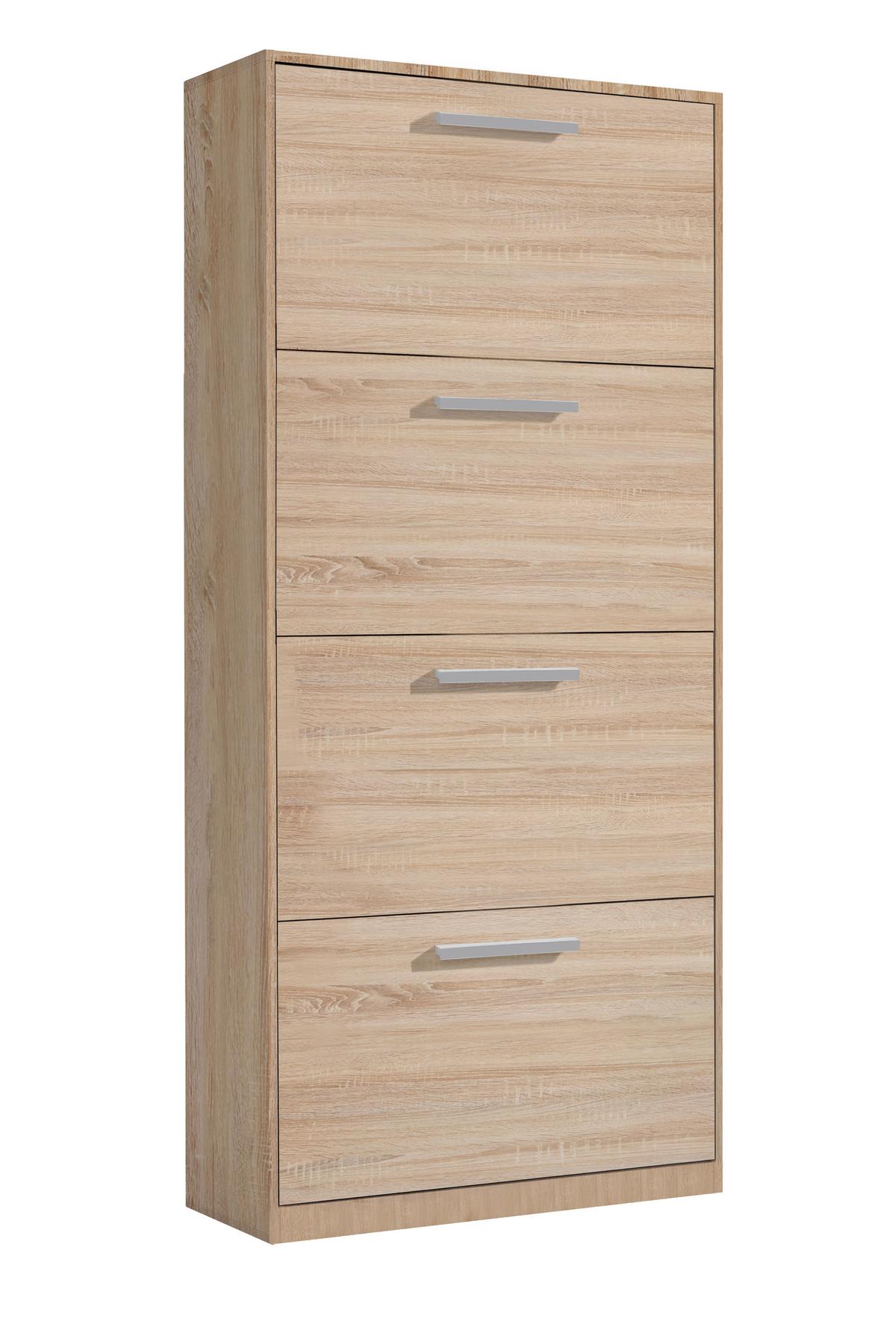 Cipősszekrény Leon 4 - tölgyfa színű/Sonoma tölgy, Basics, faalapú anyag (64/157,4/19cm)