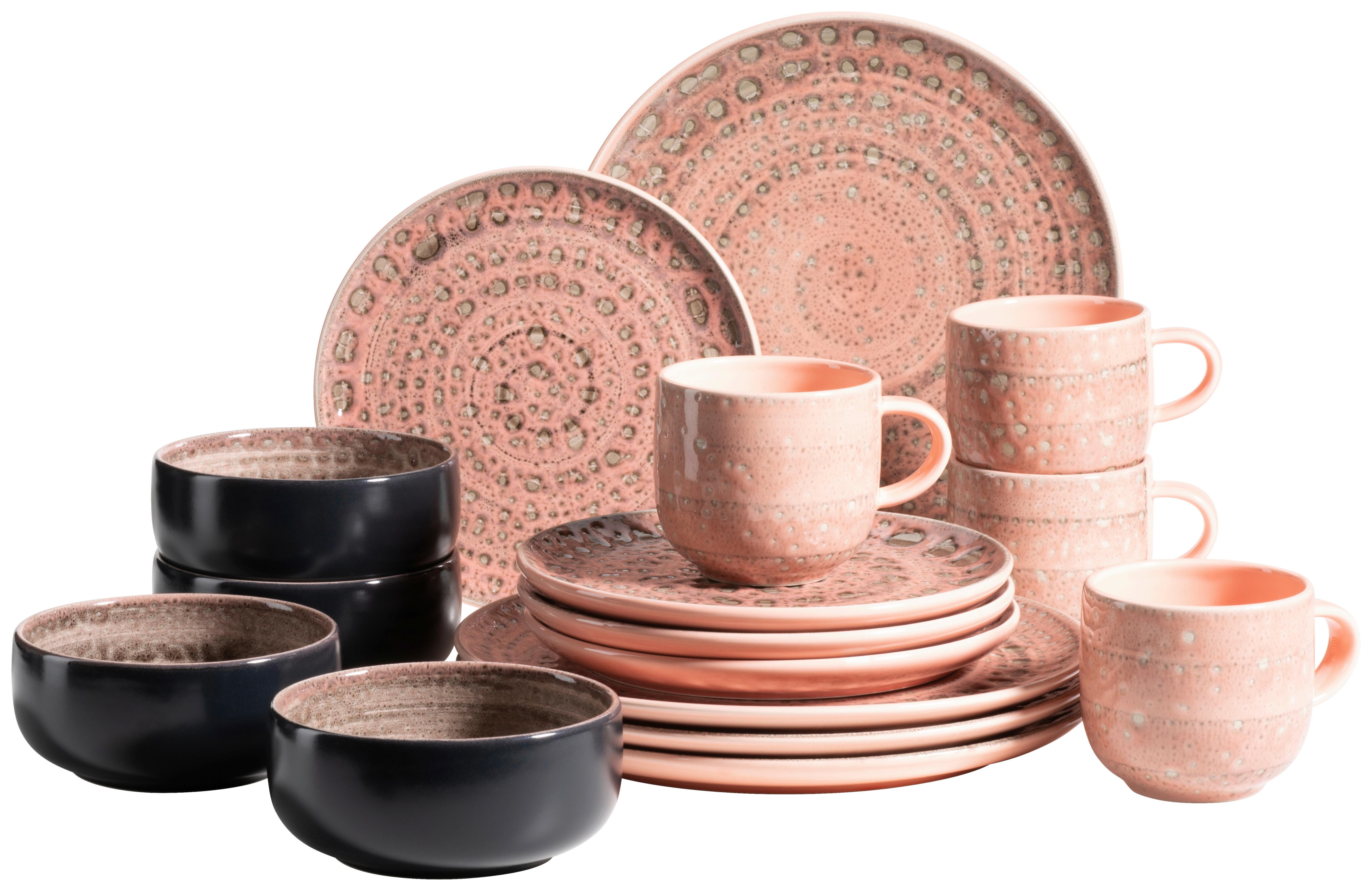 Kombiservice Spicy Market Rosa Schwarz - Schwarz/Rosa, Basics, Keramik - Mäser
