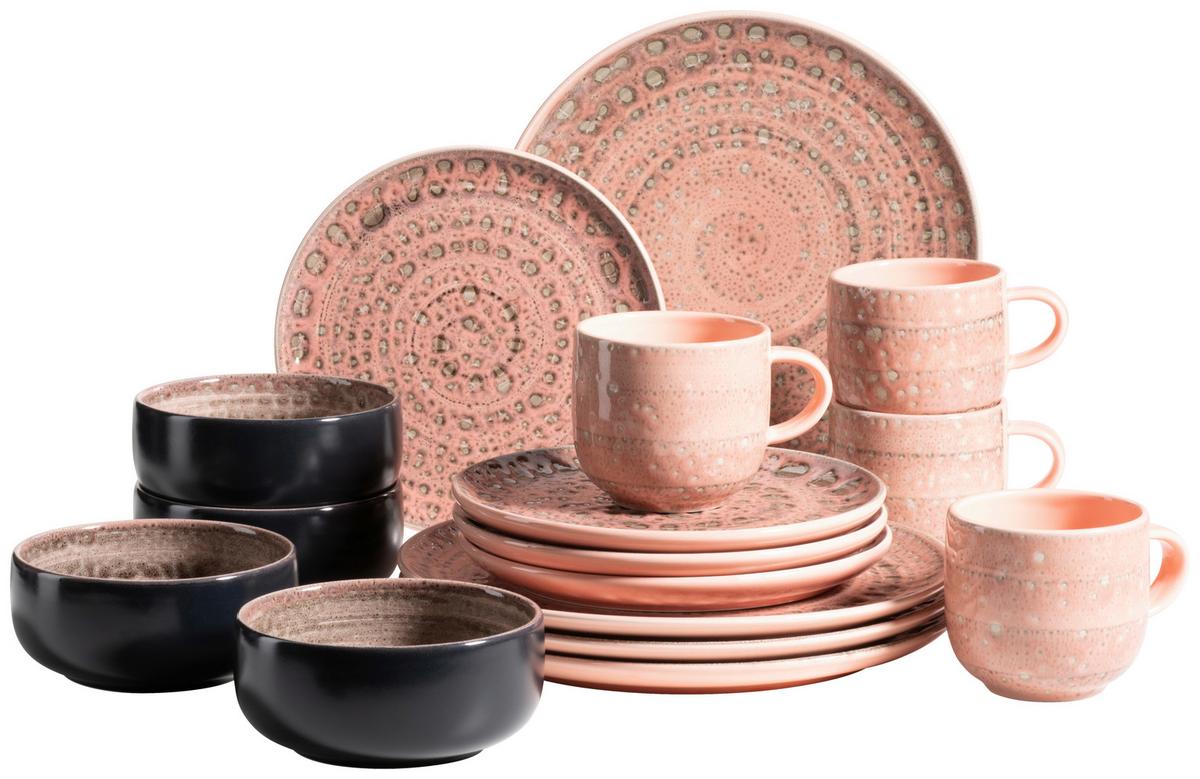 Kombiservice Spicy Market Rosa Schwarz - Schwarz/Rosa, Basics, Keramik - Mäser