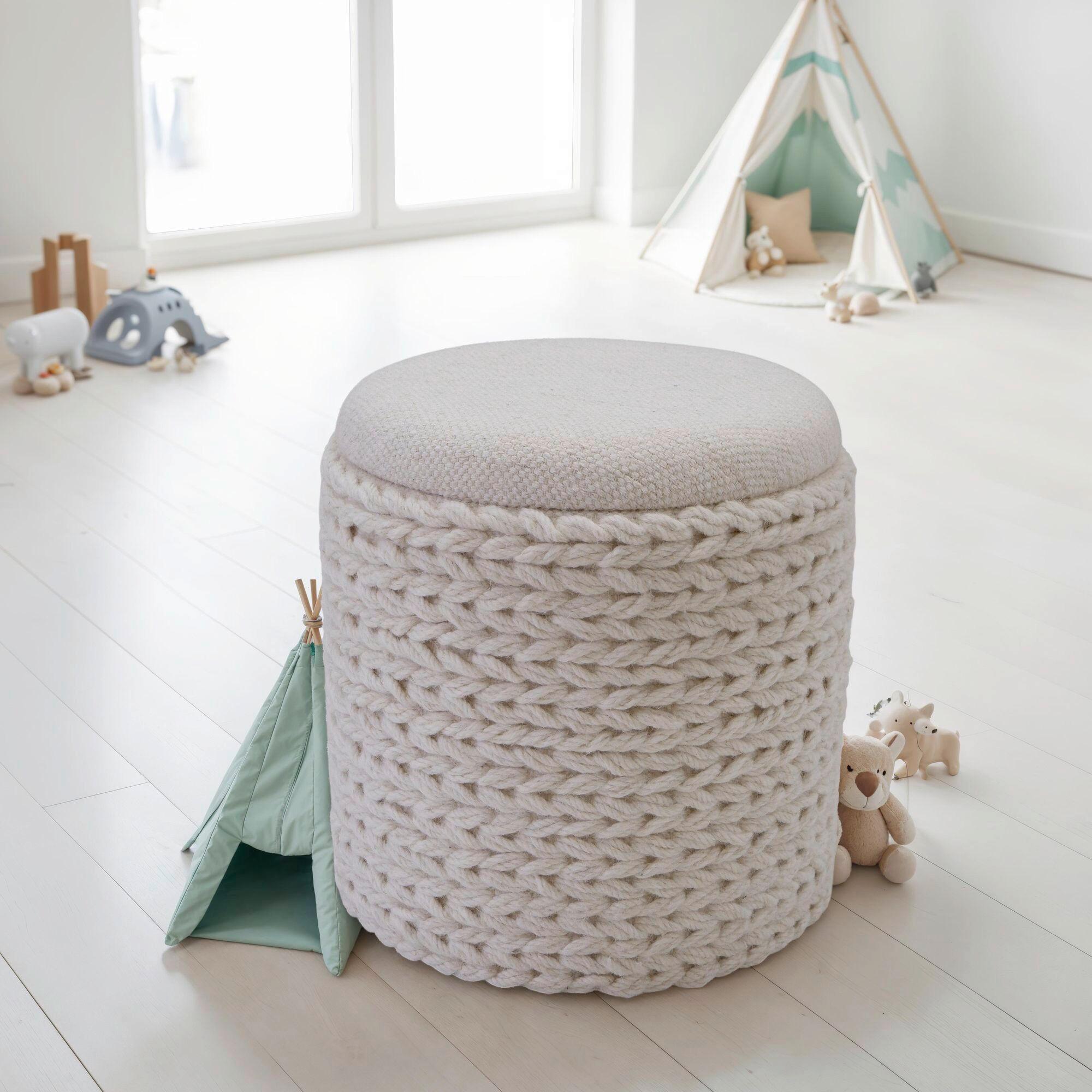 Hocker Creme B: 40cm - Creme, Basics, Textil (40/45/40cm) - Livetastic