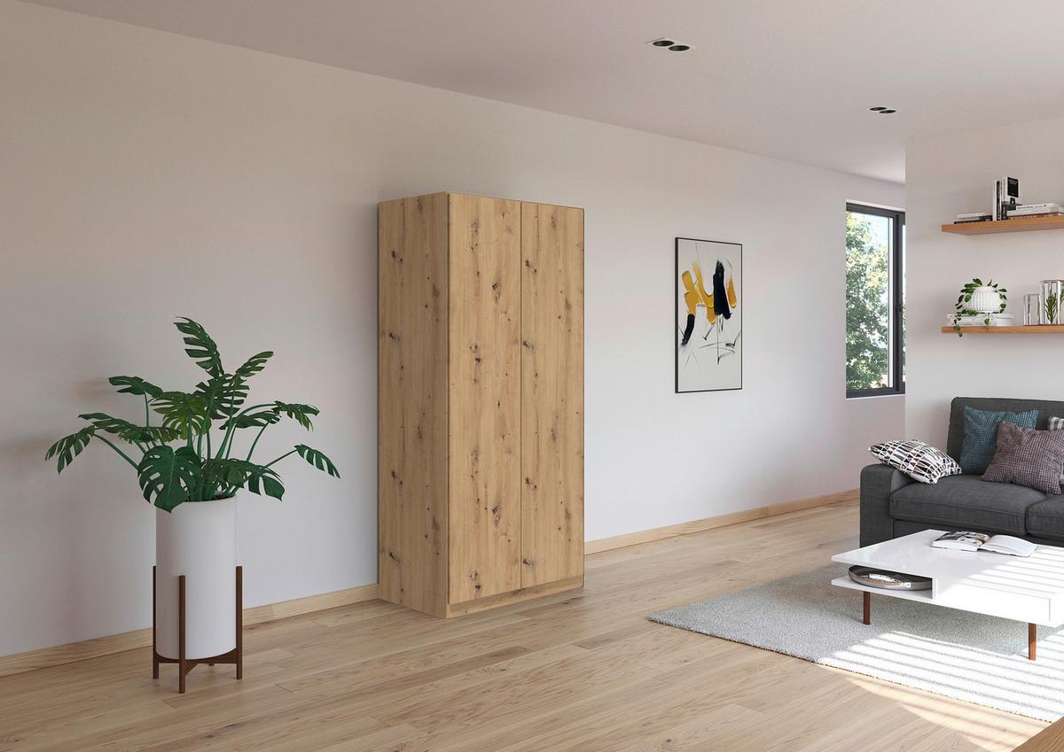 Drehtürenschrank Costa Eiche Dekor B: 91 cm - Eiche Artisan, MODERN, Holzwerkstoff (91/197/54cm) - Rauch Möbel