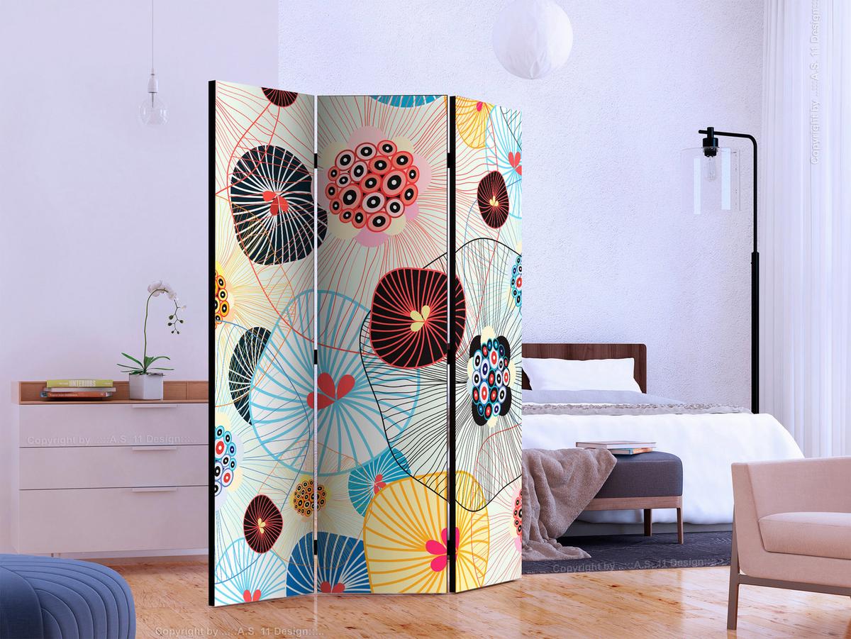 Paravent Multicolor Hellblau B: 135 Cm - Multicolor/Hellblau, Basics, Holz/Textil (135/172/3cm) - artgeist